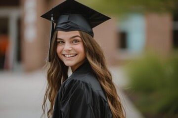 Graduate smiling outside university