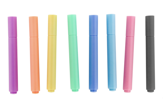 set of colorful markers isolated png