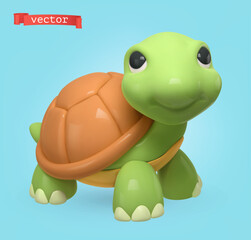 Turtle, 3d render vector cartoon icon - 729718837
