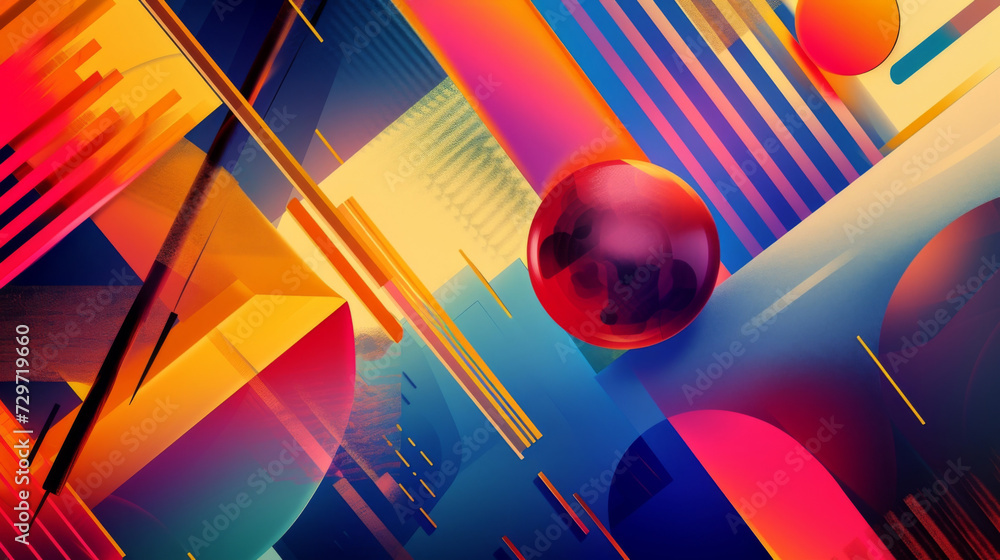 Poster retro redux a vibrant and energetic abstract inspired by clic scifi films blending bold colors and g