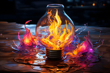 Light Bulb on Fire: A Surreal Digital Artwork Sparkles Mystery
