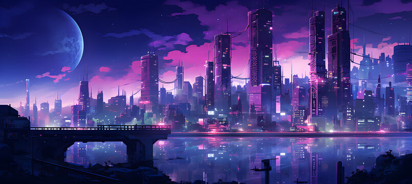 A Glimpse into a Cyberpunk Cityscape .