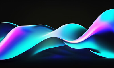 abstract holographic smooth wave on black background