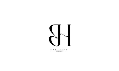  Alphabet letters Initials Monogram logo BH HB B H