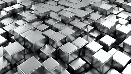 Abstract silver cube shaped background. AI Generated.