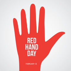 Red Hand Day Vector Illustration. It's a day to raise awareness about the plight of child soldiers around the world and call for action to end this practice. flat style design vector illustration.