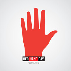 Red Hand Day Vector Illustration. It's a day to raise awareness about the plight of child soldiers around the world and call for action to end this practice. flat style design vector illustration.