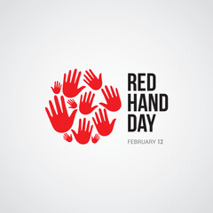 Fototapeta premium Red Hand Day Vector Illustration. It's a day to raise awareness about the plight of child soldiers around the world and call for action to end this practice. flat style design vector illustration.