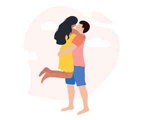 Man holding Woman in Arms, Couple in Love, Premium Vector