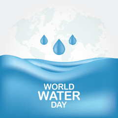 Fototapeta na wymiar World Water Day Campaign Design Vector. Great for greeting card, poster and banner. To raise awareness about the critical role water plays in peace and stability, and to inspire. flat style design.