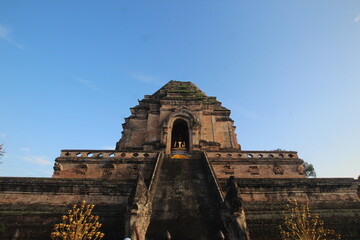 Wat Chedi Luang, temple of the big stupa is a Buddhist temple in the historic center of Chiang Mai, Thailand.