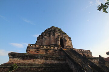 Wat Chedi Luang, temple of the big stupa is a Buddhist temple in the historic center of Chiang Mai, Thailand.