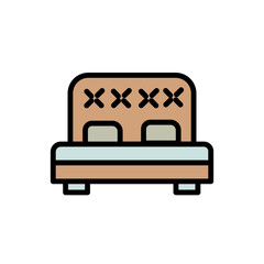 Bed Bedroom Double Filled Outline Icon