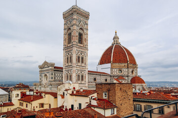 Fototapeta na wymiar Cathedral of Santa Maria del Fiore (Saint Mary of the Flower) in Florence, Italy.