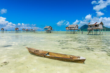 Beautiful landscapes view borneo sea gypsy water village in Maiga Island, Semporna Sabah, Malaysia.