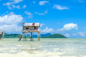 Beautiful landscapes view borneo sea gypsy water village in Maiga Island, Semporna Sabah, Malaysia.