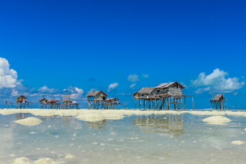 Beautiful landscapes view borneo sea gypsy water village in Maiga Island, Semporna Sabah, Malaysia.