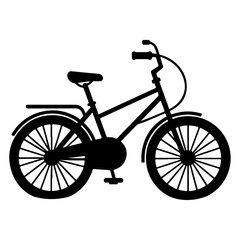 minimal Two wheeled bicycle vector silhouette, black color silhouette