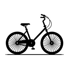minimal Two wheeled bicycle vector silhouette, black color silhouette