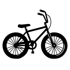 Fototapeta premium minimal Two wheeled bicycle vector silhouette, black color silhouette