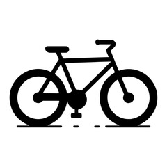 Fototapeta premium minimal Two wheeled bicycle vector silhouette, black color silhouette