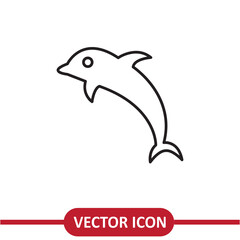 Dolphin icon, vector flat simple dolphine liner illustration on white background..eps
