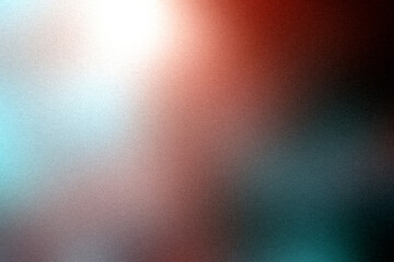 red, white and dark teal rough abstract background with gradient colors, illuminated bright. Glow template with empty space and textured, grainy noise background.