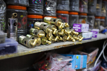 nut bolts and gas repairing items kept at retail store for sale
