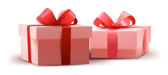 happy valentines day celebration greeting card wrapped gift boxes isolated on white background horizontal