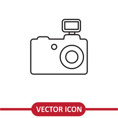 Photo camera icon flat simple liner illustration on white background..eps