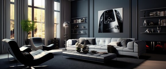 Modern Concept interior design of black and grey living room
