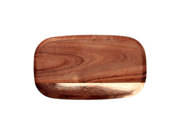Wooden cutting board on white background.