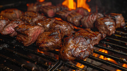Meltinyourmouth chunks of beef perfectly charred and infused with the smoky essence of the open flames.