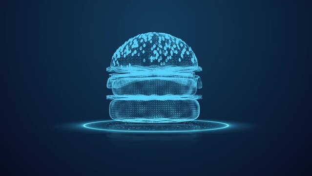 hamburger scanning hologram effect for clean food check detection concept