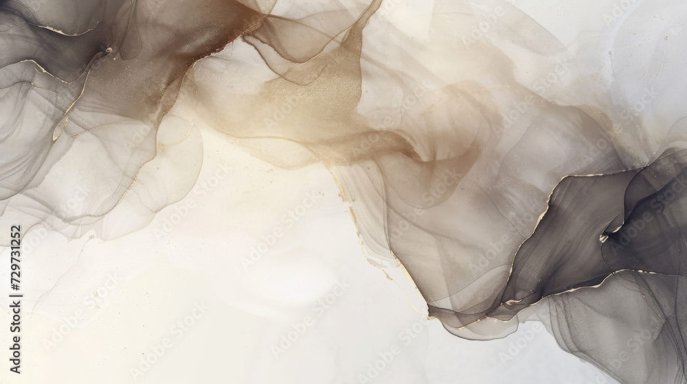 Poster a tranquil display of organic shapes and muted tones as ink diffuses and creates a serene and dreamy