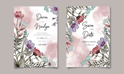 invitation card with beautiful grass ornaments
