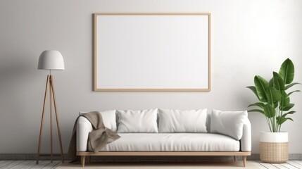 Empty Mock up Picture Frame on Cozy Room's Wall. 3D Render