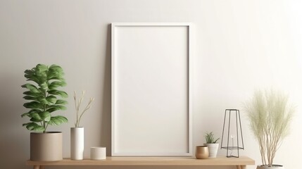 Empty Mock up Picture Frame on Cozy Room's Wall. 3D Render