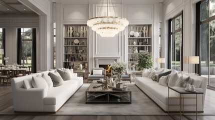 living room in newly constructed luxury home - obrazy, fototapety, plakaty
