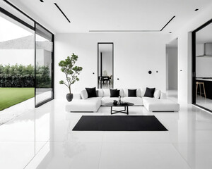 Minimalist Patio - Professional close-up photo of a sleek, urban, and eco-friendly interior setting Gen AI - 729732648