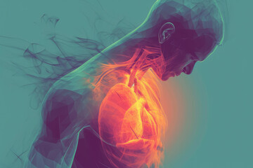 Symptoms: Chest pain or discomfort (angina) - obrazy, fototapety, plakaty