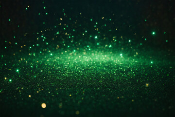 Black background with green sparkles in the wind