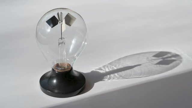 Crookes radiometer spinning fast as light is converted to engergy