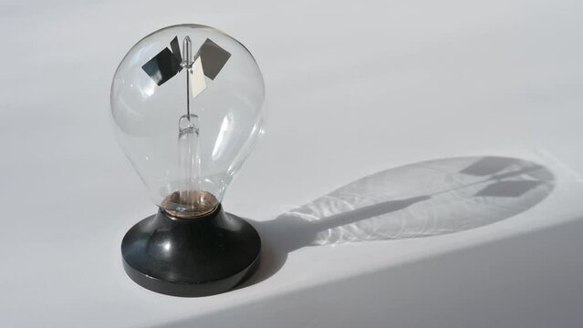 Crookes radiometer spinning slowly as light is converted to engergy