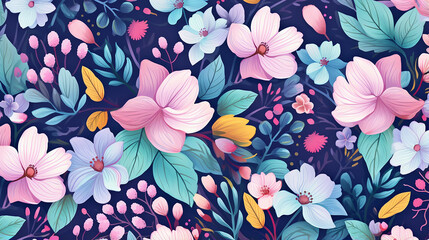 Beautiful and bright spring colorful pastel flowers background