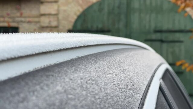 Frost on roof of car