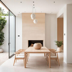 Elegant Minimalistic Patio Interior with Natural Light and Airy Spaces Gen AI - 729734055