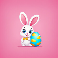 easter bunny with eggs isolated on simple background.generative AI