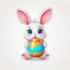 easter bunny with eggs isolated on simple background.generative AI