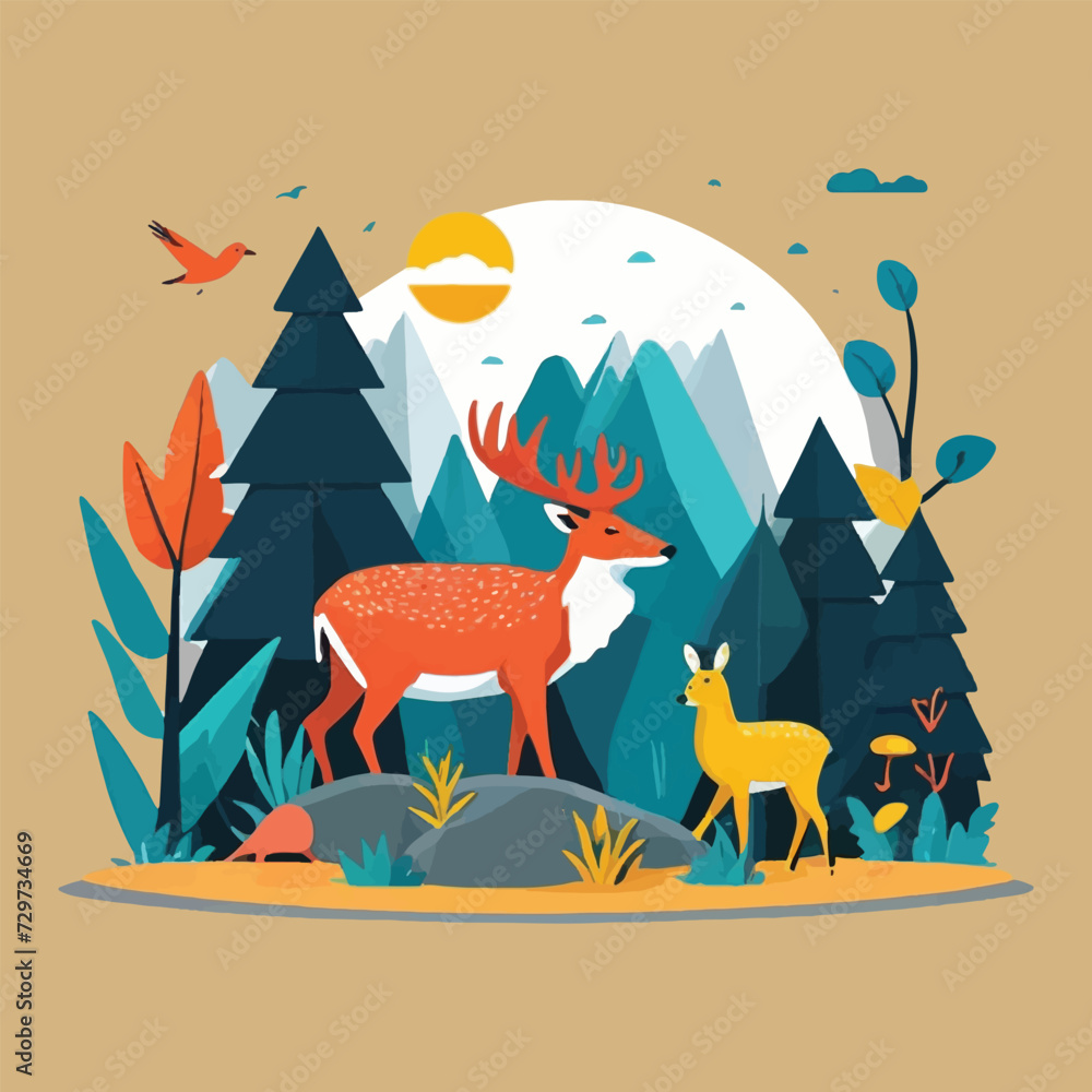 Wall mural vector of cute wildlife